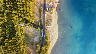 Wunderschöne Küste mit Palmen auf Lombok